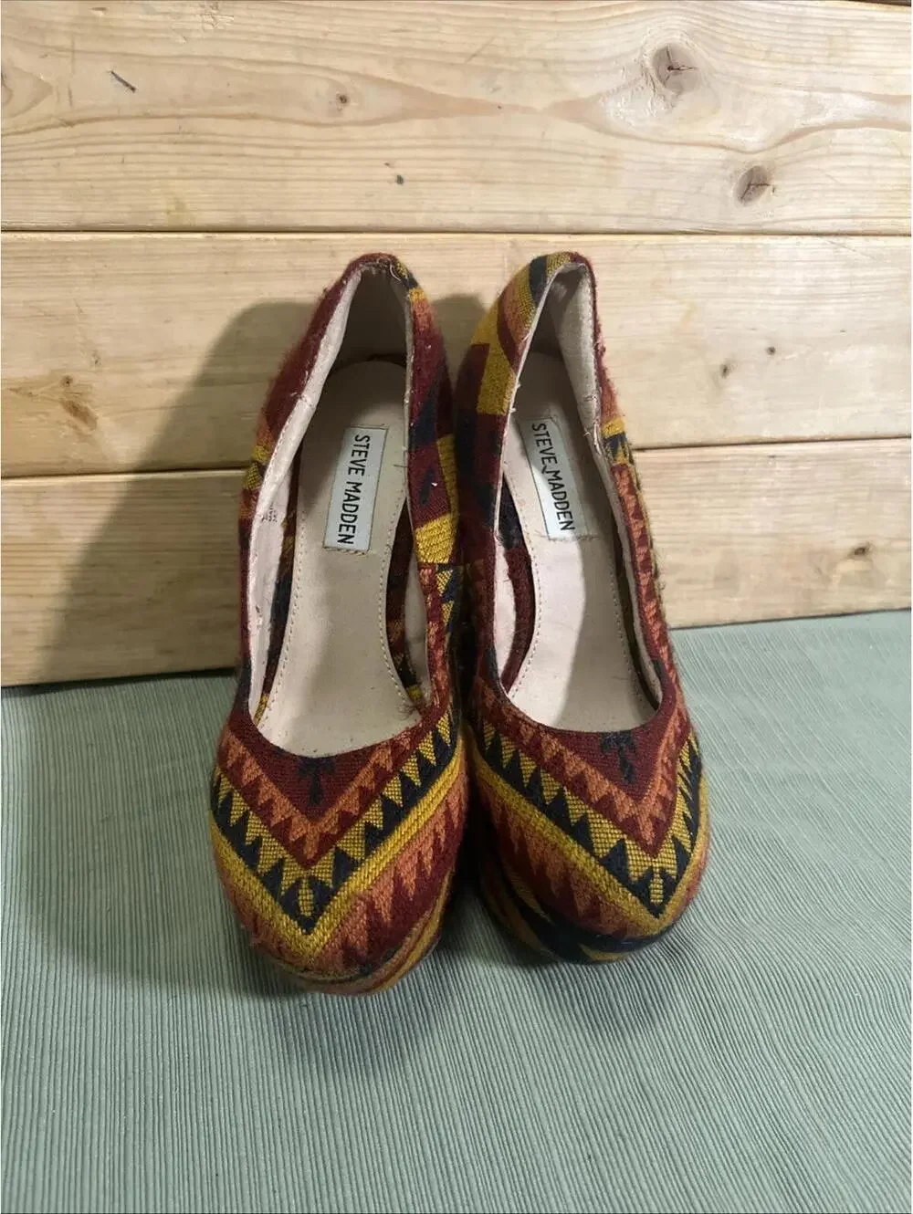 Steve Madden Pammyy Bohemian Aztec Womens Y2K Platform Wedge Heels Size 7 M